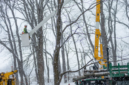 bucket truck in winter